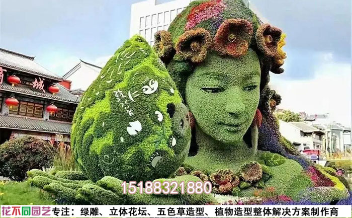 已經(jīng)換過(guò)草的綠雕照片